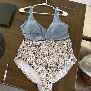 Stylish Blue and White Polka  One Piece